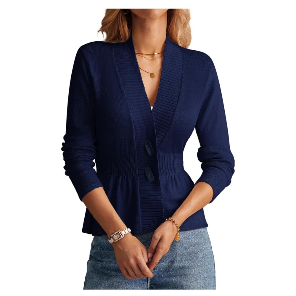 GRACE‎ KARIN Women Navy Sweater 2024 Button Down Lightweight Cardigan Size L